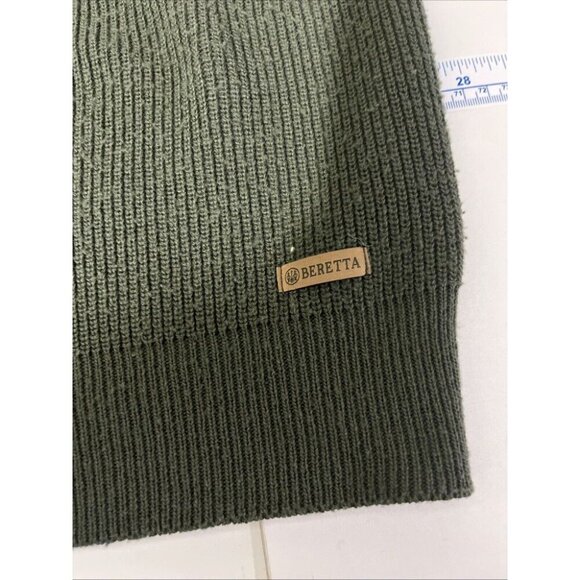 Beretta Wool-Blend Hunting Sweater w/ Leather-Look Shoulder Patches Mens Size L - Picture 9 of 13